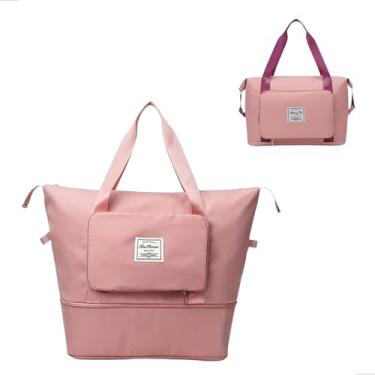 Imagem de Bolsa de Viagem Dobrável e Expansível com Encaixe na Mala Bagagem de Mão 42x22x28 Tecido Oxford Bolsa de Academia e Treino (Rosa Pink)