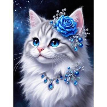 Imagem de Diymood Kits de pintura de arte de diamante 5D DIY para adultos, pintura com diamante arte animal broca completa tela redonda bordado mosaico iniciante casa decoração de parede presente 30 x 40 cm C11