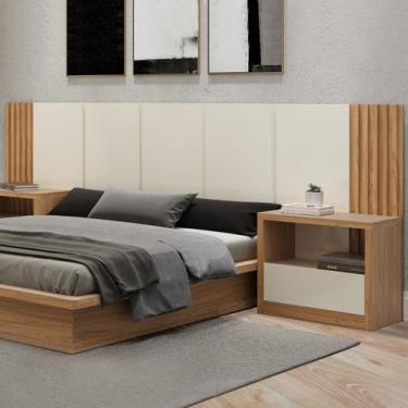 Imagem de Cabeceira Casal 100% Mdf Off White/Freijó Tw185 - Dalla Costa