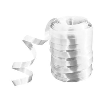 Imagem de Rolo Fitilho 5mm 50 Metros | Para Arranjos e Amarração de Balões | Cores Vibrantes | Presente e Decoração de Festas(Branco)