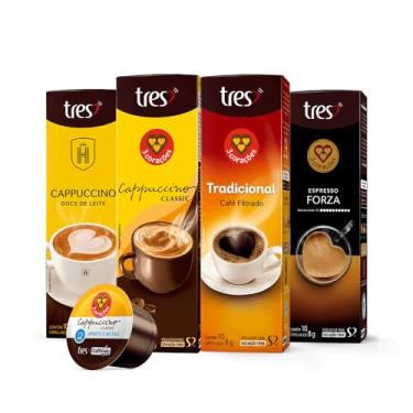 Imagem de Kit Cápsulas Três Corações 40 Unidades MIX - Filtrado, Forza, Clássico e Doce de Leite
