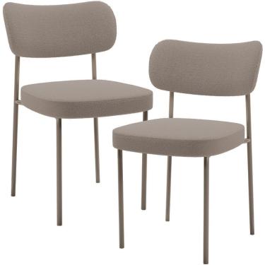 Imagem de Kit 02 Cadeiras Para Sala De Jantar Melina Base Arena L02 Bouclê Bege - Lyam Decor
