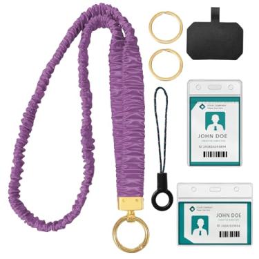 Imagem de Dooyilets Cordão elástico elástico para crachás de identificação, linda alça de pescoço retrátil para chaves para mulheres, professoras, enfermeiras, funcionários de consultório médico, com 2