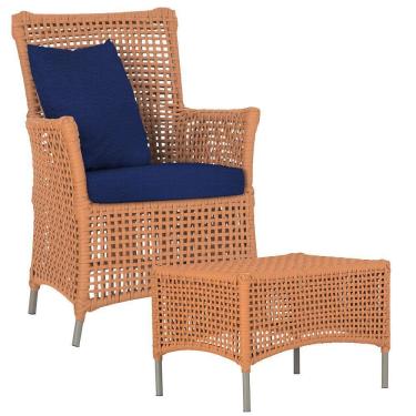 Imagem de Poltrona E Mesa Igapó Em Alumínio Fendi Corda Náutica E10 Terra Cota