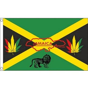 Imagem de AZ FLAG - Bandeira Jamaica Reggae - 9,5 cm x 1,5 m - Faixa rasta jamaicana de poliéster 100D com dois ilhós de metal - Resistente ao desbotamento - Cores vivas - 90 cm x 1,5 m - 150 x 90 cm