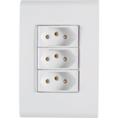 Imagem de Conjunto 4x2 Com 3 Tomadas 2p+t 10 A 250 V Tramontina Liz Branco