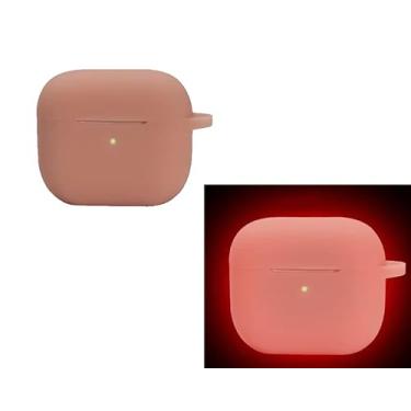 Imagem de Compatível com Airpods 4 Capa de silicone que brilha no escuro à prova de choque com mosquetão (2024-4ª geração) (brilho em vermelho escuro)
