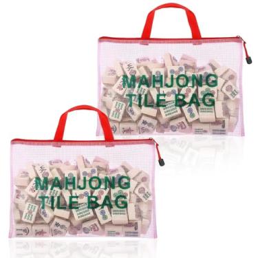 Imagem de 2 Pack Mahjong Tile Bag, American Mahjong Card Holder Bouch, Mahjong Tile Bags with Zipper and Handle, Mahjong Bags for Tiles and Racks, Mah Jongg Gift Accessories for Game Lover(Pink, Box Only)
