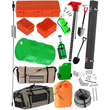 Imagem de RCHuiWow RC Crawler Simulation Decoration Upgrades Part for SCX10 TRX4 TRX6 Red cat,Shovel,Storage Bag,Antennas,Pot Bag,Monkey Pole,Oil Drum Set,Large outsourcing,ARB Bag,Suitcase,Tent,Orange