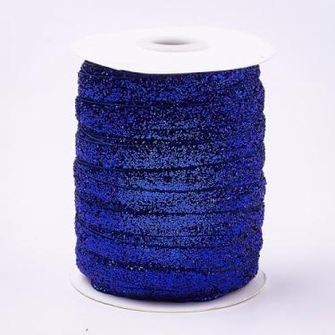 Imagem de Fita brilhante de 10 mm (10 mm) de largura de poliéster e nylon acabamento artesanal para embalagem de presente, artesanato faça você mesmo, decoração de festa de casamento, arcos de cabelo, azul