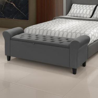 Imagem de Baú Recamier Banquinho Divã Paris 130cm P/ Camas Casal Cor Cinza - LV 