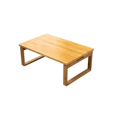 Imagem de Mesa de centro moderna de tatami dobrável, mesa de chá japonesa baixa de madeira, mesa de centro retangular, sem necessidade de instalação, mesa de chão, para sala de estar, sala de jantar, chá