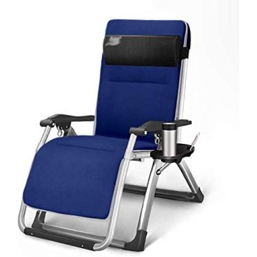 Imagem de Espreguiçadeira de jardim, dobrável, reclinável, gravidade zero, espreguiçadeira, espreguiçadeira, jardim, espreguiçadeiras, praia, acampamento, ajustável, portátil, suporta 200 kg (cor, azul), azul
