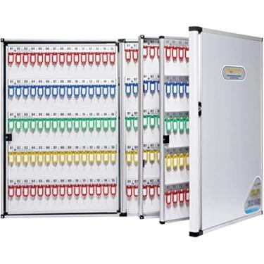 Imagem de Suporte de parede para chaveiro, armário de chaves, organizador de armário de chave de bloqueio de metal, com ganchos e etiquetas para chaves, armário de chave de segurança (50,8 x 10 x 60 cm)