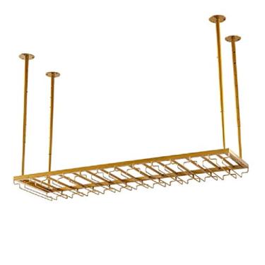 Imagem de Prateleiras de metal para taças de vinho, suporte de garrafa de vinho para pendurar no teto Suporte de taça de vinho para restaurantes cozinhas bar prateleira de exibição de armazenamento (tamanho: 60