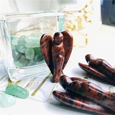 Imagem de Home Collections Joias de pedra natural gemas de anjo da guarda presentes de decoração de casa podem ser usados para (cor: Topázio, Tamanho: aprox. 30-40 mm) (Cor: Obsidiana vermelha, Tamanho: aprox