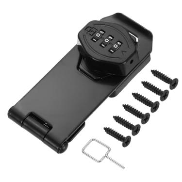 Imagem de PATIKIL Fechadura de combinação de armário sem chave, 10 cm, liga de zinco, 3 dígitos, botão de torção, trava de ferrolho para armários, armário, gaveta, armário de cozinha ao ar livre, preto