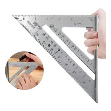 Imagem de Esquadro Triangular Métrico 7 Alumínio Precisão 90 Prateado - Nebi Mag