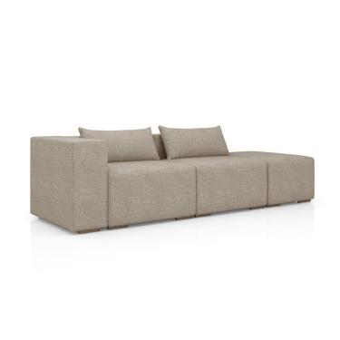 Imagem de Sofá 3 Lugares com Puff Riade Itacaré Bege 323 cm