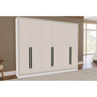 Imagem de Guarda Roupa 6 Portas E 4 Gavetas Valência Branco/creme - Politorno