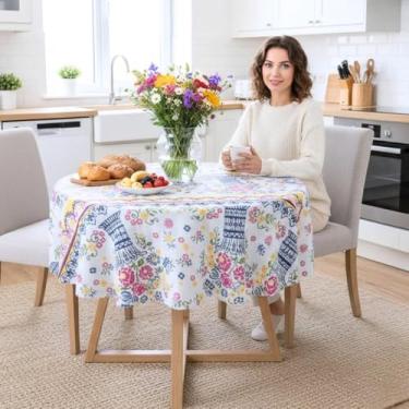 Imagem de Toalha de Mesa Redonda Para 4 Cadeiras - PVC Térmico 135cm * Mesa REDONDA * Impermeável - PANAMI