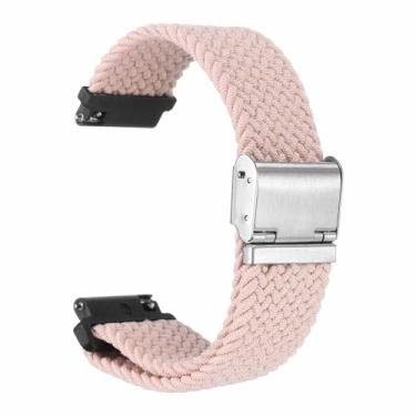 Imagem de HARFINGTON Pulseira de relógio trançada de nylon de liberação rápida, pulseira de reposição com fivela de aço inoxidável, Rosa claro, 22mm