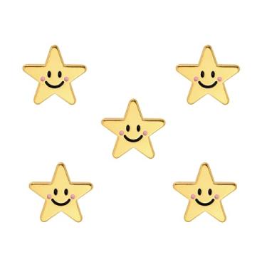 Imagem de GKDFK Alfinetes de lapela esmaltados Smile Star em massa minúsculos dourados broche colarinho chapéu bolsa acessórios de roupas, Small, Liga de aço, Sem Pedra Preciosa