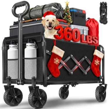 Imagem de ARTIST'S DREAM Carrinhos de carroça dobrável e dobrável com rodas | Carroça dobrável para mantimentos | 163 kg. Vagões utilitários de mercearia para acampamento, esportes, parque, compras, viagens