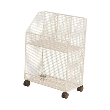Imagem de YWJLQH Carrinho de arte utilitário com rodas, organizador de arquivos multifuncional sob a mesa, Branco 2 Camada