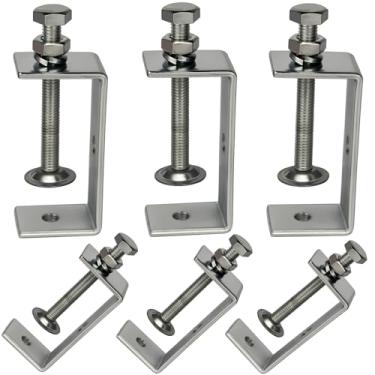 Imagem de Grampos C de aço inoxidável, mini grampos de tigre de 6 cm para marcenaria, braçadeiras em U de metal resistente com abertura de mandíbula larga estável/design de viga I para trabalhos de metal