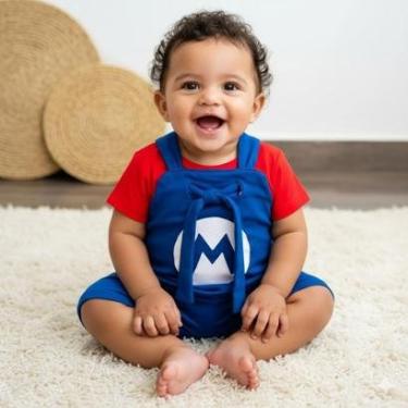 Imagem de Conjunto Bebê Jardineira Super Mário BB Fantasia Personagem-Masculino