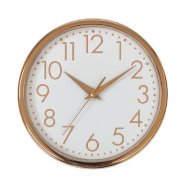 Imagem de Relógio de Parede Redondo Rosé e Branco 24cm — Design Minimalista, Silencioso e Elegante para Sala, Cozinha ou Escritório