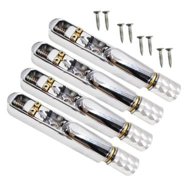 Imagem de Colaxi Kit de ponte headless para guitarra com tailpiece e chave de instalação. Fácil instalação. Peças para guitarra, instrumentos musicais e acessórios, Prata 4 Cordas