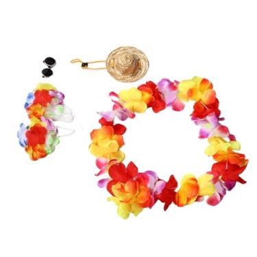 Imagem de Cryfokt Roupa Havaiana de Verão de Ganso de Varanda Com Guirlanda de Chapéu Redondo de Palha para Decoração Festiva de Quintal e Varanda