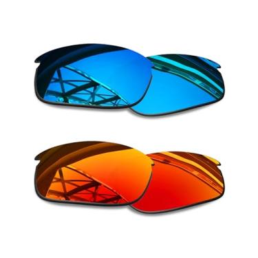 Imagem de SmartVLT Lentes de reposição masculinas para óculos de sol Oakley Bottlecap – Mais opções, Azul gelo e vermelho fogo, Tamanho �nico