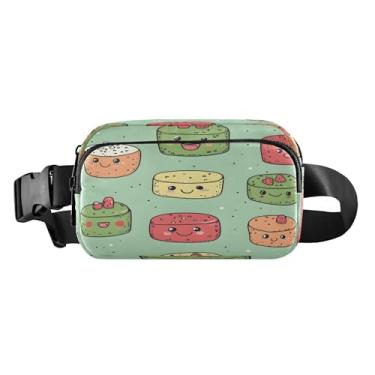 Imagem de CEBUGI Pochetes de caminhada para homens e mulheres, pochetes modernas de desenho animado de sushi, resistentes à água, com cinto ajustável para treino, viagem, corrida