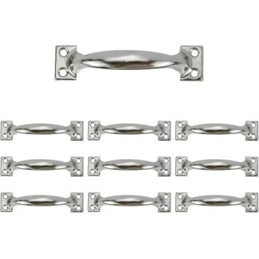 Imagem de Puxador de portão, 10 peças, puxadores de porta de celeiro, maçaneta de porta de garagem de aço inoxidável, tela de portão, ferragens de porta de galpão para cercas de madeira ao ar livre, gaveta