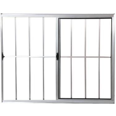 Imagem de Janela Vitro 2 Folhas Alumínio Brilhante 1.00  X 1.20 Modular com Grad