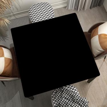 Imagem de JCETUNO Toalha de mesa personalizada com design de foto e texto de foto toalha de mesa quadrada personalizada com borda elástica capas de mesa personalizadas para festas internas e externas, BlackAA
