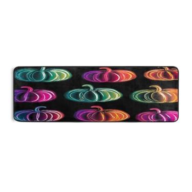 Imagem de Qilmy Tapete de corredor de abóbora colorido de Halloween 183 x 61 cm, antiderrapante, antifadiga, confortável, tapetes longos, para quarto, sala de estar, banheiro, corredores, entrywa1028