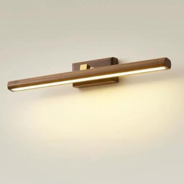 Imagem de Luminária de parede LED 12W em madeira, giratória, para ambientes internos, com intensidade de luz ajustável, estilo industrial vintage, 3000K/4500K/6000K. Luminária moderna de parede girató