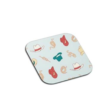 Imagem de Porta Copos Com Ilustração Personalizada Chapéu De Cowboy E Fone De Ouvido - Tamanho 9x9 cm