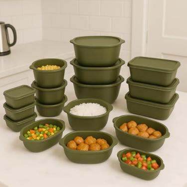 Imagem de Kit 15 Potes Herméticos para Alimentos – Organizadores Empilháveis BPA Free Alta Resistência para Cozinha (Verde Olivia)