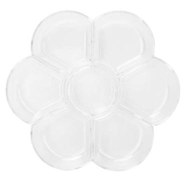 Imagem de Bandeja de pintura de desenho de arte em forma de ameixa com 7 furos para pintura em aquarela de óleo guache (Transparente)