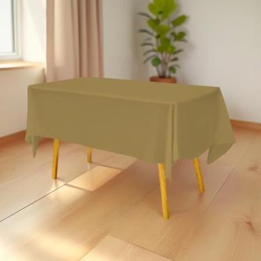 Imagem de Toalha de mesa de plástico premium 137 cm x 277 cm. Capa de mesa retangular - dourada