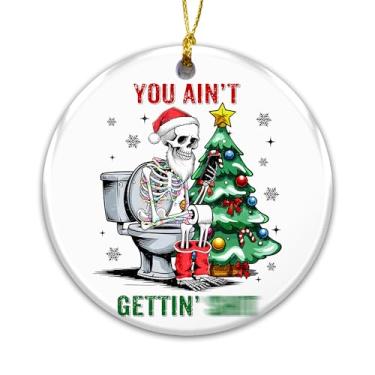 Imagem de Enfeite de Natal de humor adulto, ornamento engraçado de esqueleto de Papai Noel – Papai Noel esqueleto no banheiro, presente engraçado para amigos, homens e mulheres, humor adulto para amigos e