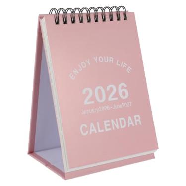 Imagem de Lurrose Calendário de mesa 2026: calendário de mesa pequeno 2026 - planejador mensal de janeiro de 2026 até dezembro de 2026 para escola de escritório em casa (rosa)