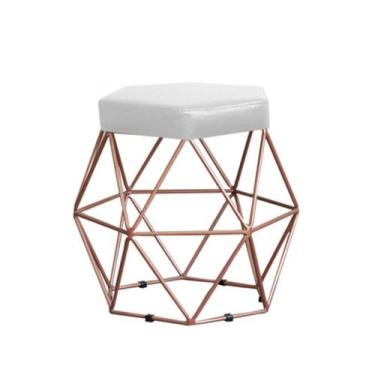 Imagem de Puff decorativo aramado Vanessa-material sintético branco - GAT MAGAZI