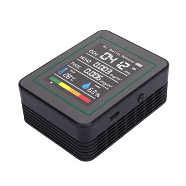 Imagem de Dpofirs Detector Portátil de CO2 HCHO TVOC 5 Em 1 Com Tela Colorida para Escritório Doméstico, Medidor Múltiplo de Gás para Quarto de Crianças, 3,54 * 2,76 * 1,38 pol. (MT05 Preto)