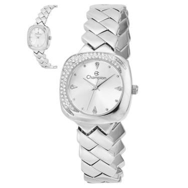 Imagem de Relógio Champion Feminino Ref: Cf26204q Retangular Bracelete Prateado